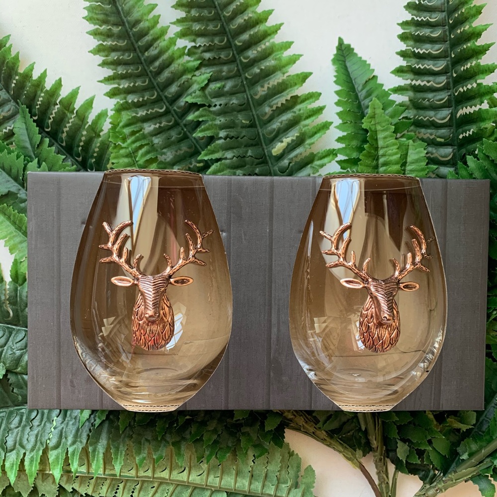 🔶 RARE Set of 4 Silhouette Moose Wine Glass 🔸🔶 - Picture 4 of 6
